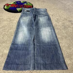 BLUE Y2K GSTAR RAW JEANS WITH CRAZY BACK DESIGN